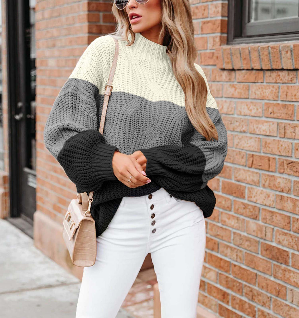 Drop Shoulder Loose Long Sleeve Knit Pullover Sweater