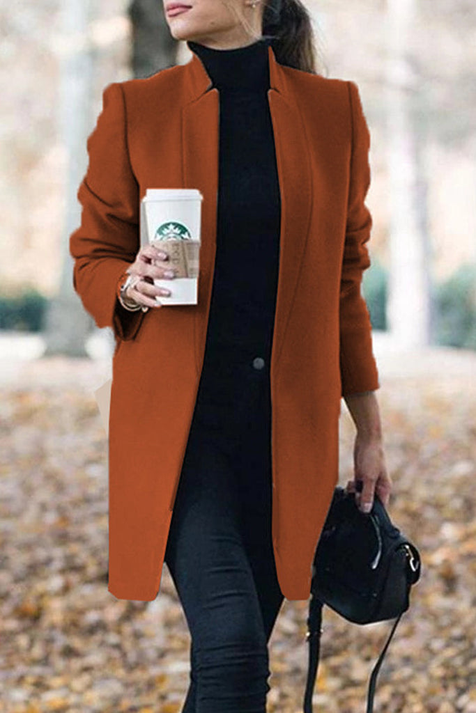 Casual Long Sleeve Regular Sleeve Solid Coats