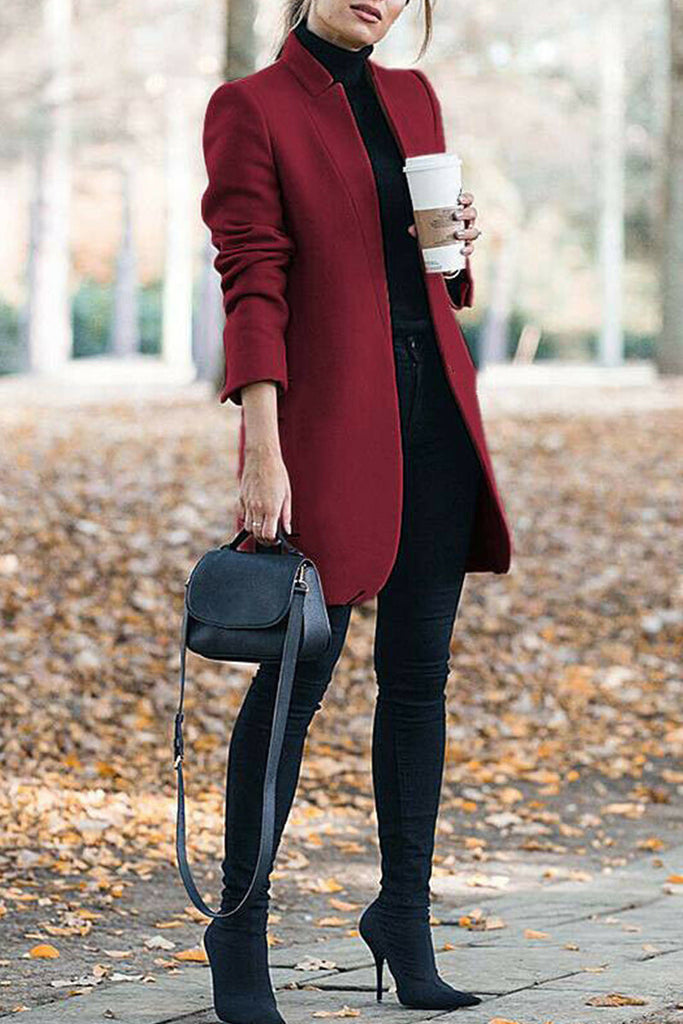 Casual Long Sleeve Regular Sleeve Solid Coats