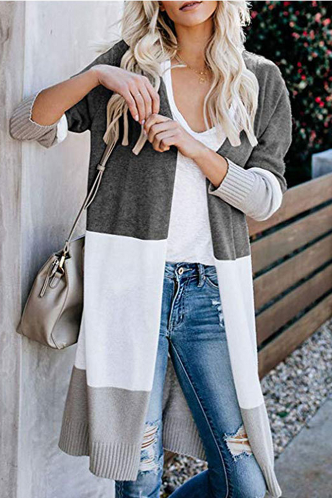 Casual Solid Patchwork Cardigan Collar Tops