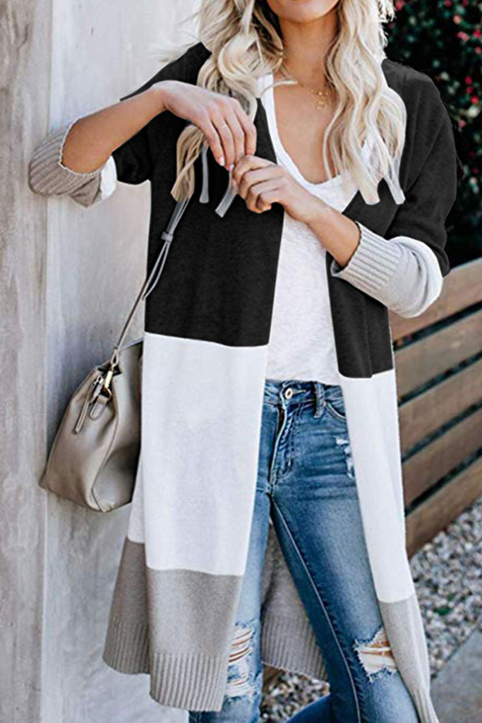 Casual Solid Patchwork Cardigan Collar Tops