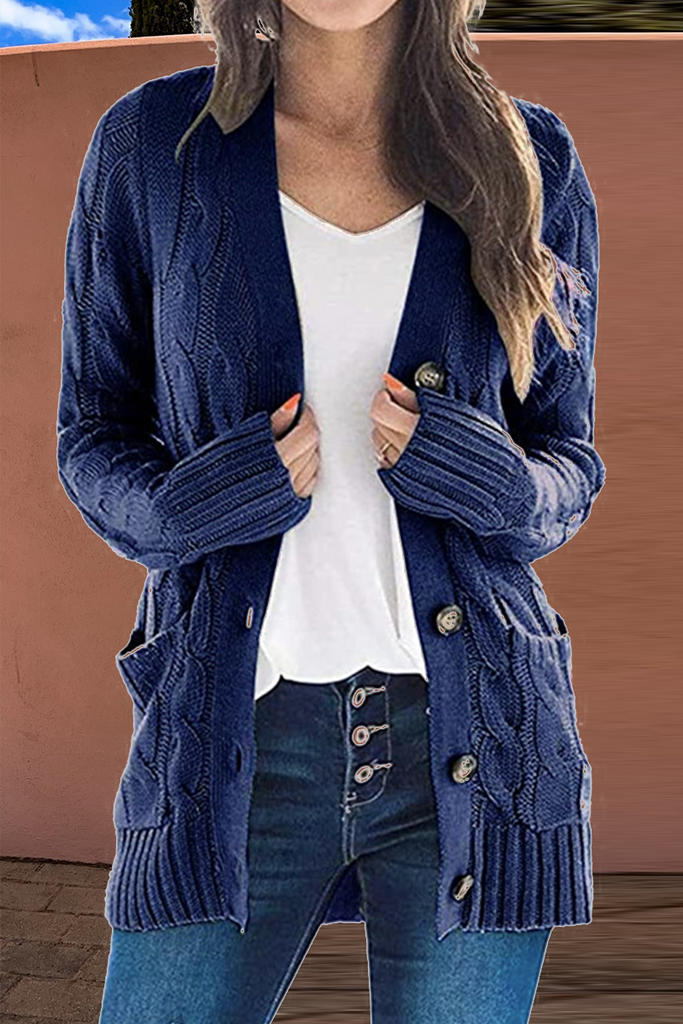 Fashion Solid Patchwork Cardigan Collar Tops