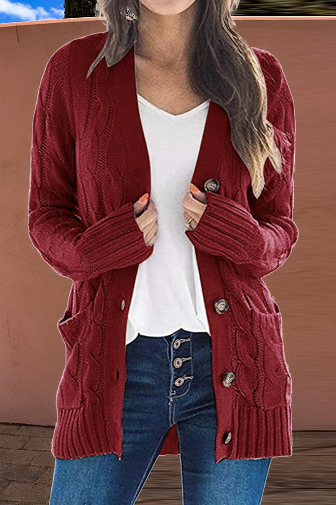 Fashion Solid Patchwork Cardigan Collar Tops