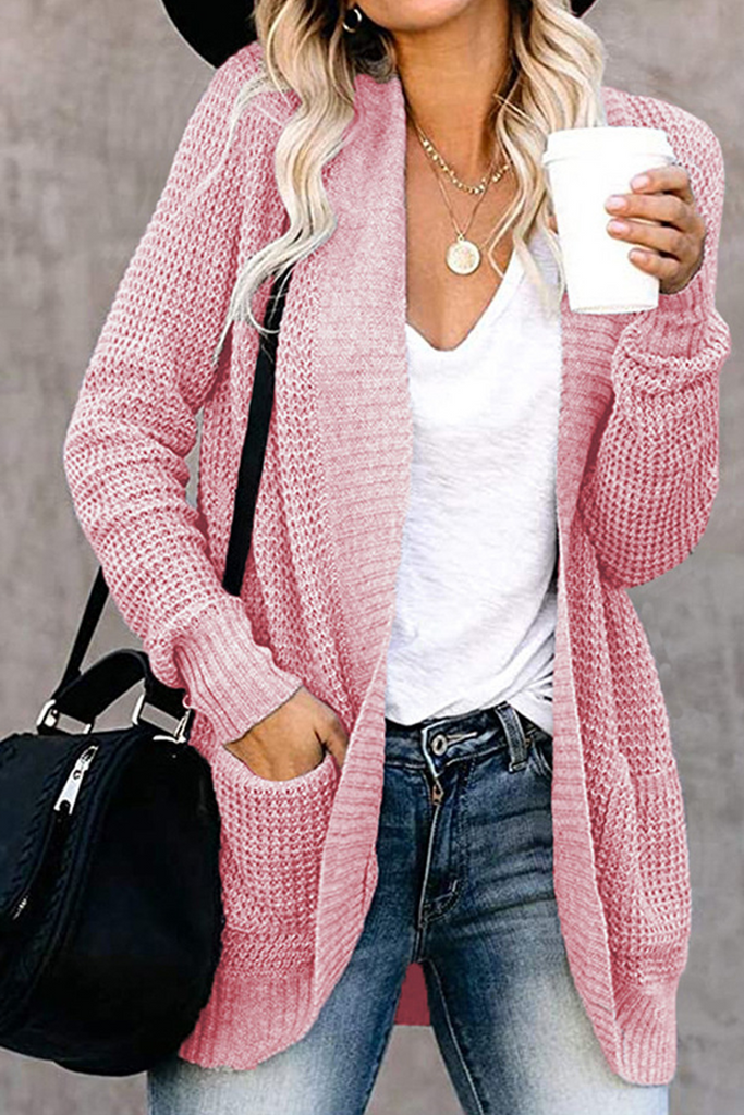 Casual Solid Patchwork Cardigan Collar Tops