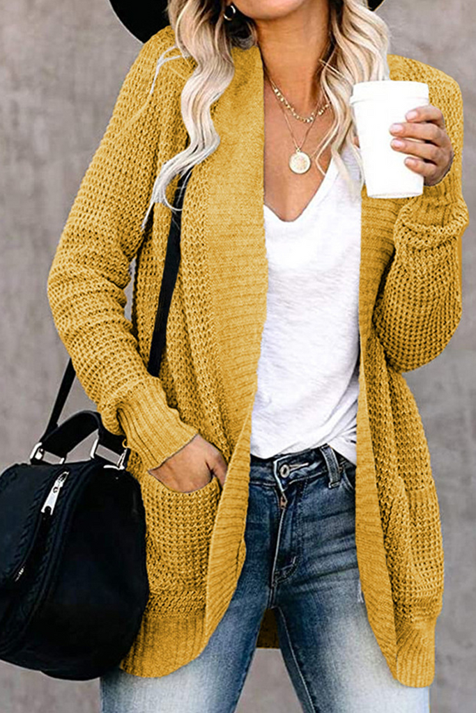 Casual Solid Patchwork Cardigan Collar Tops