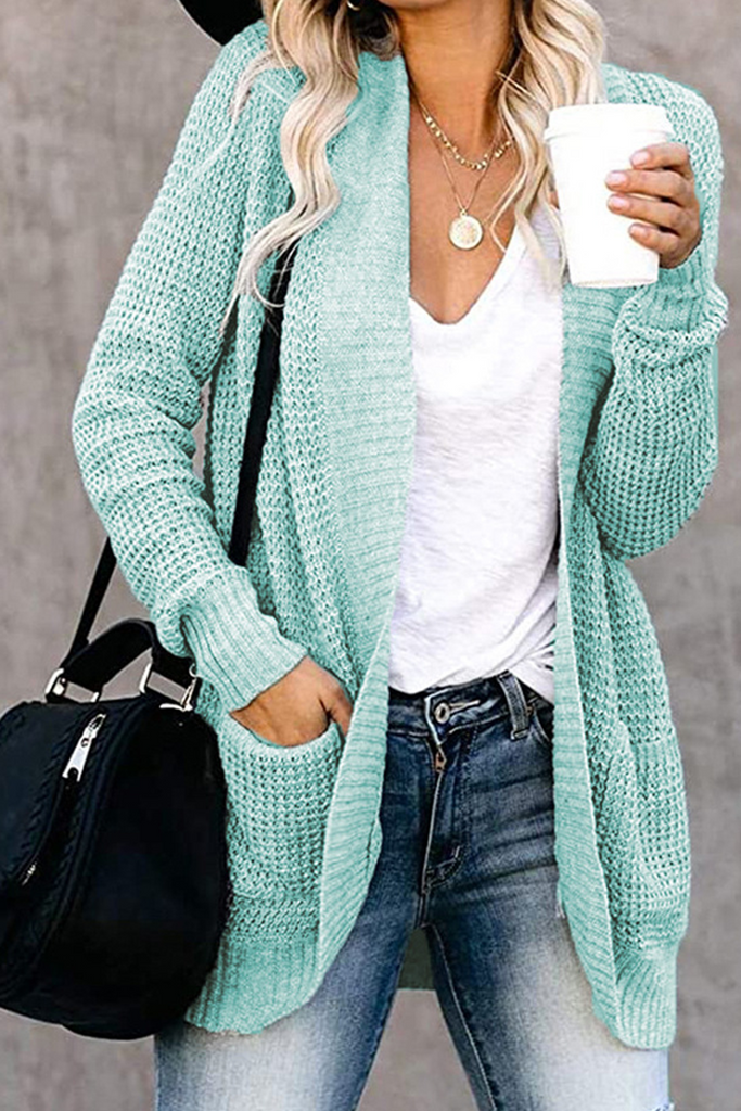 Casual Solid Patchwork Cardigan Collar Tops