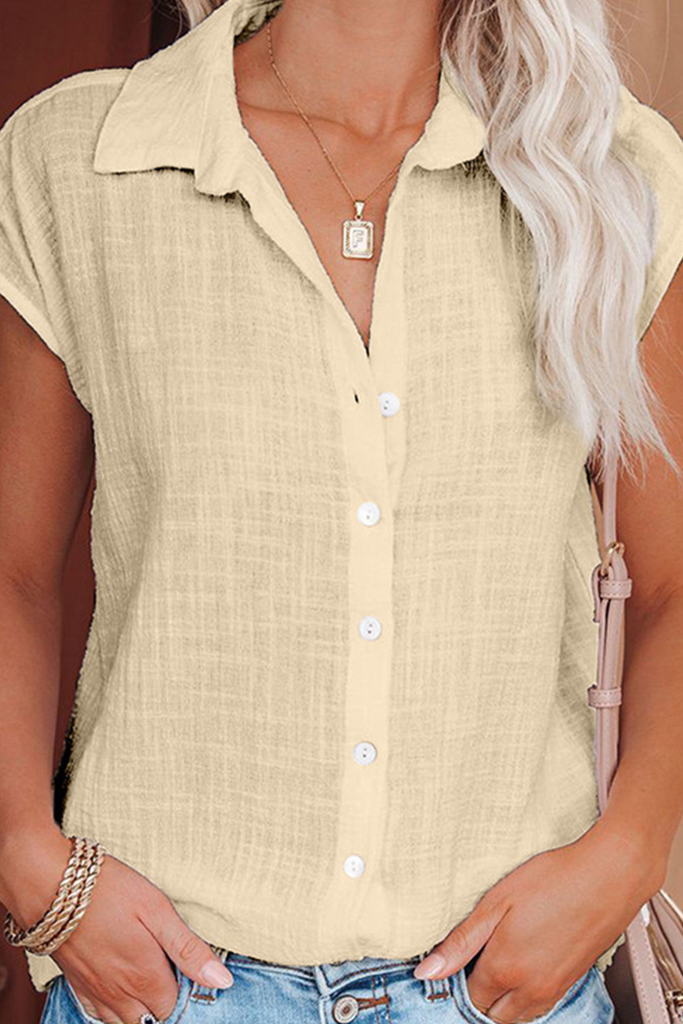 Casual Solid Patchwork Turndown Collar Tops