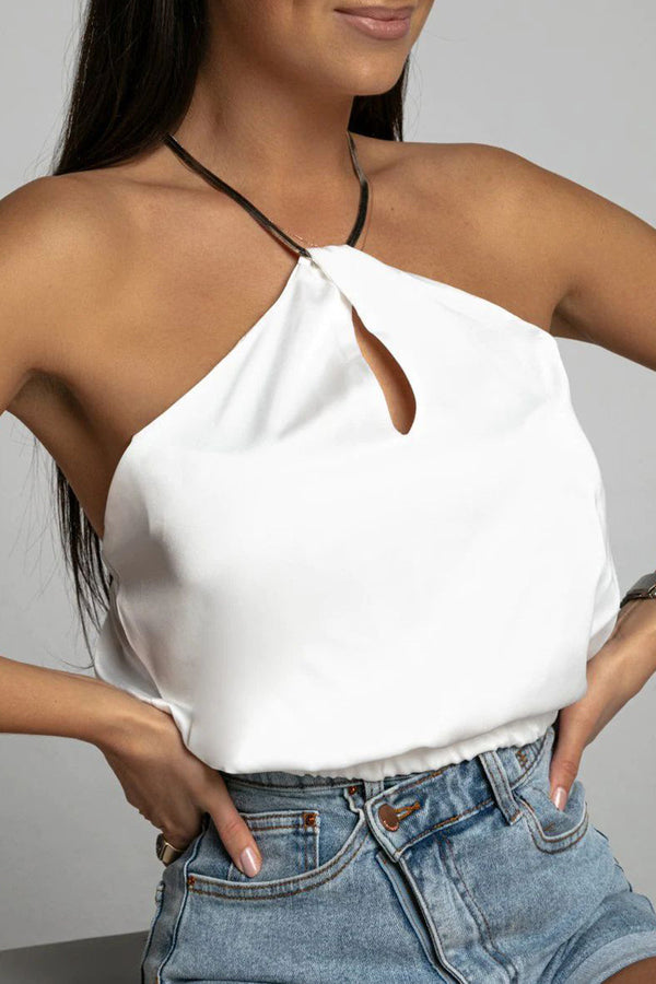 Sexy Solid Backless Halter Tops