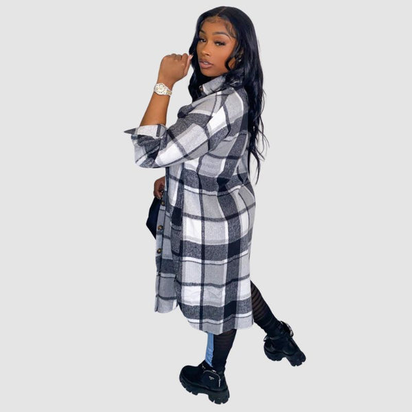 Woolen Plaid Shirt Jacket