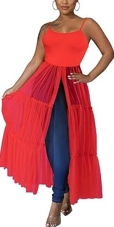 Sleeveless Bodycon Ruffle Tunics Blouse Top