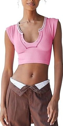 Short Sleeve Crew Neck Crop Top