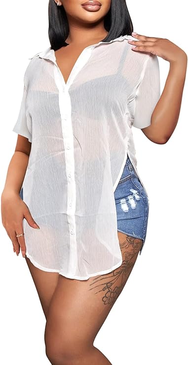 Mesh Short Sleeve Button Shirt