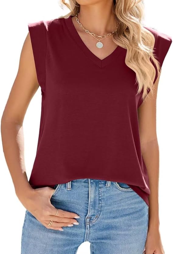 V Neck Loose Fit Sleeve Tank Top