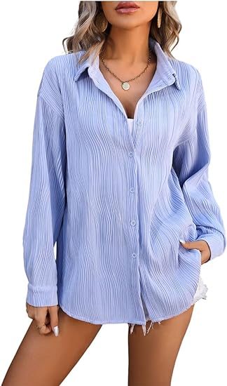 Solid Color Button Down Long Sleeve Shirts