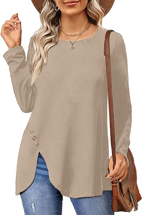 Long Sleeve Irregular Hem Crew Neck Top