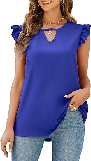 V Neck Solid Color Sleeveless Blouses Top