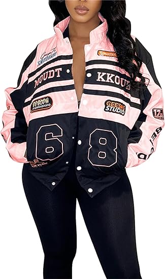 Detachable Letter Graphic Racer Colorblock Baseball Coat