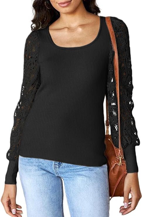 Waffle Knit Lantern Long Sleeve Top