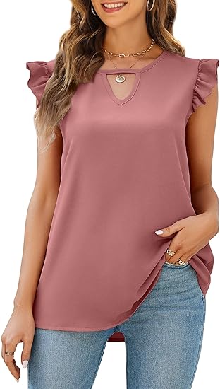 V Neck Solid Color Sleeveless Blouses Top