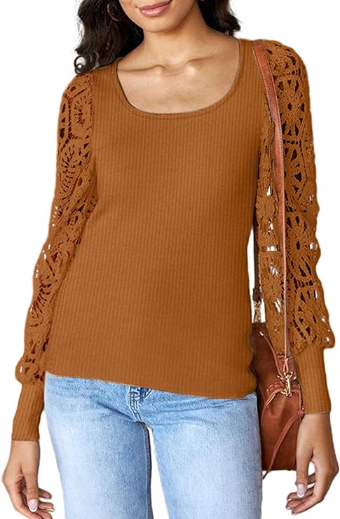 Waffle Knit Lantern Long Sleeve Top