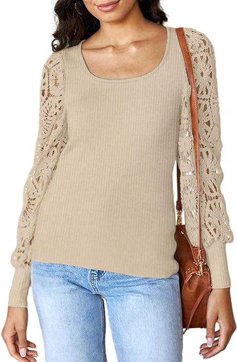 Waffle Knit Lantern Long Sleeve Top