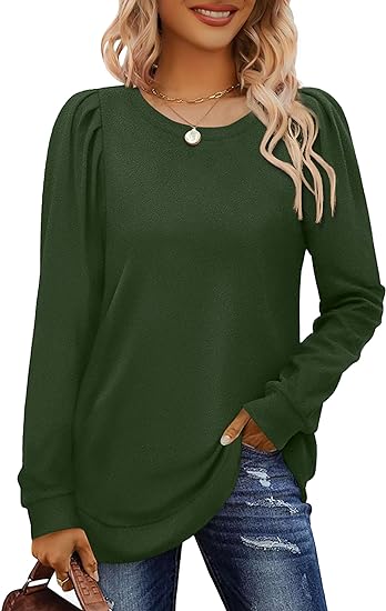 Solid Color Ruched Long Sleeve Top