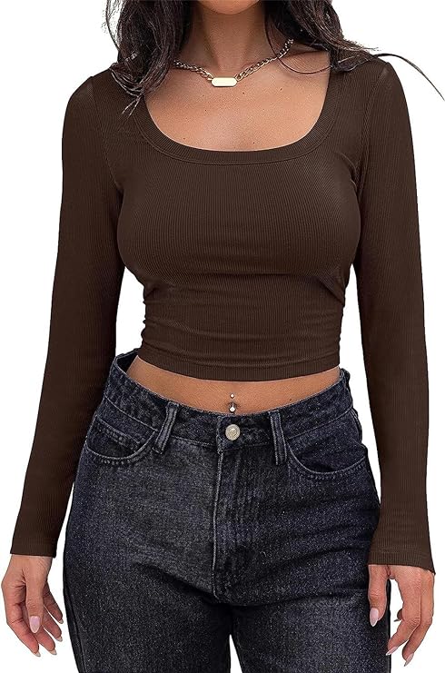 Ribbed Long Sleeve Crop Top