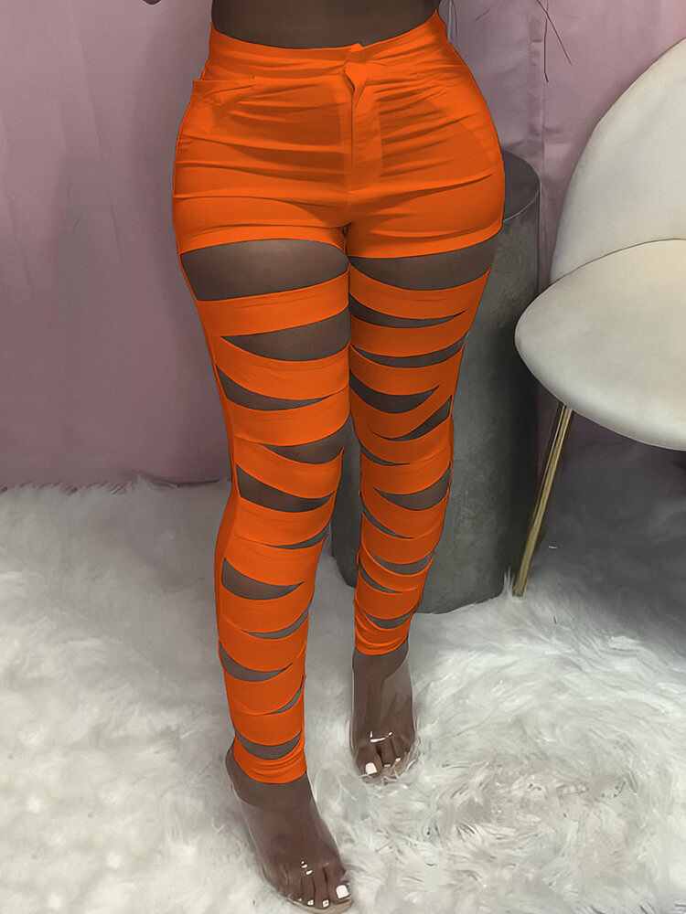 Bandage Cut Out High Waist Bodycon Pants Tiynon