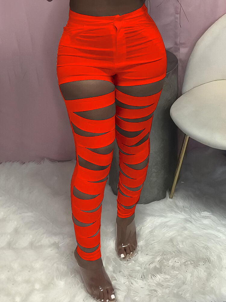 Bandage Cut Out High Waist Bodycon Pants Tiynon