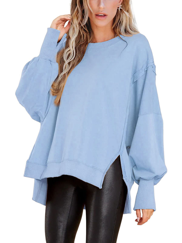 Crew Neck Long Sleeve Pullover Top