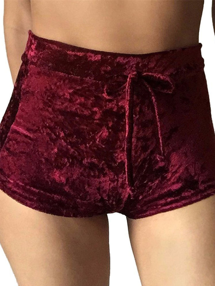 Bodycon Stretchy Velvet Sports Short Pants Tiynon