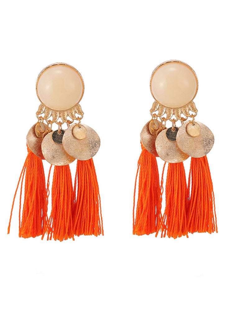 Bohemia Imitation Pearl Tassel Earrings Tiynon