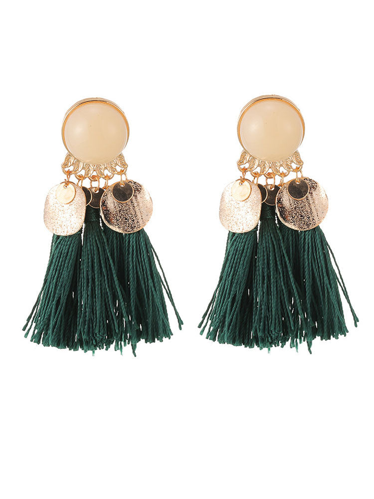 Bohemia Imitation Pearl Tassel Earrings Tiynon