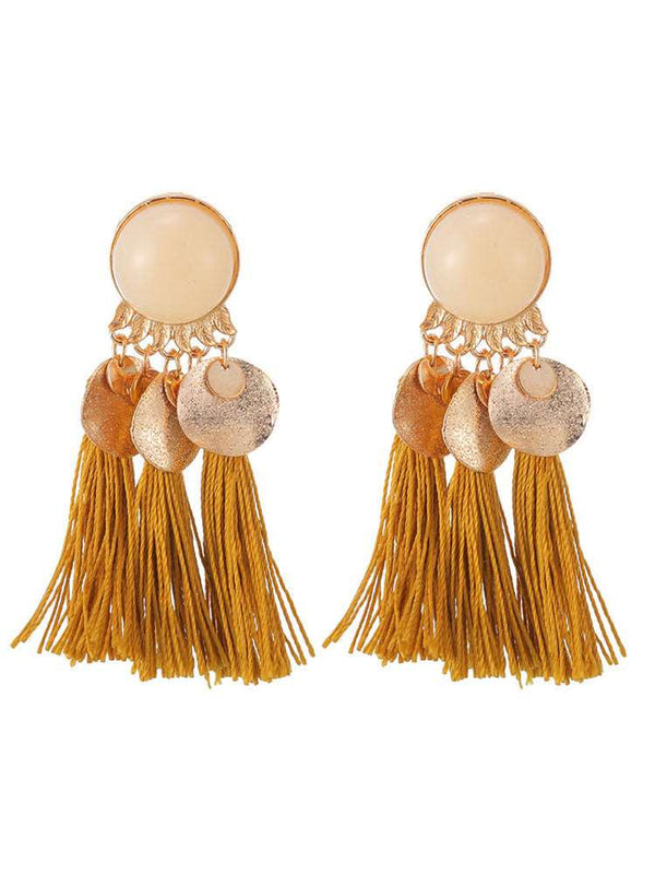 Bohemia Imitation Pearl Tassel Earrings Tiynon