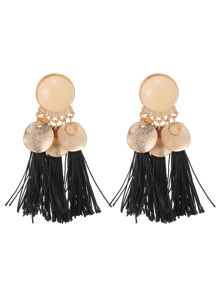 Bohemia Imitation Pearl Tassel Earrings Tiynon