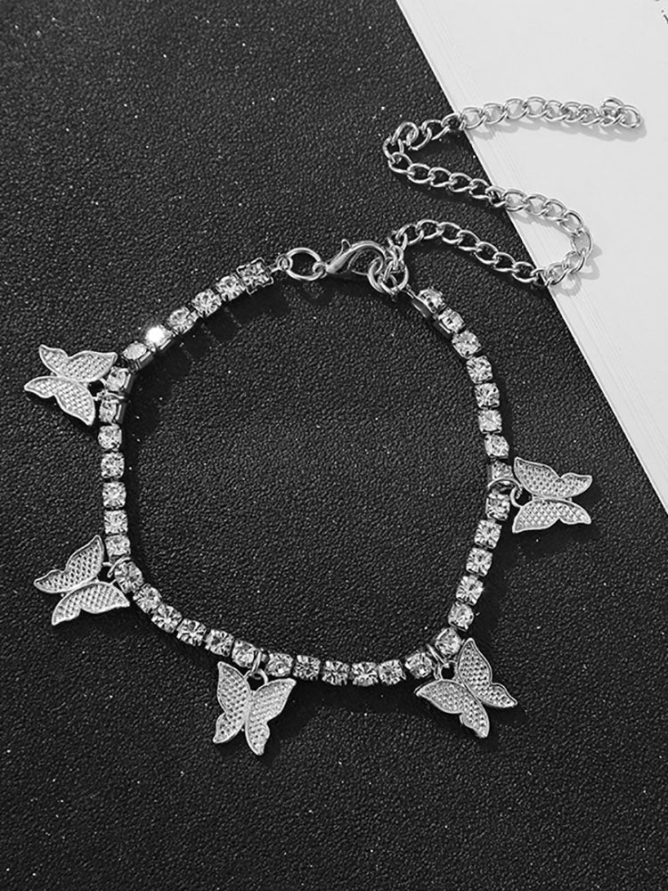 Butterfly Pendant Glitter Anklet Tiynon