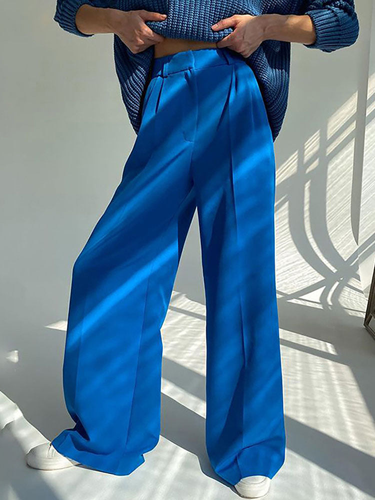 Button High Waist Wide Leg Pants Tiynon