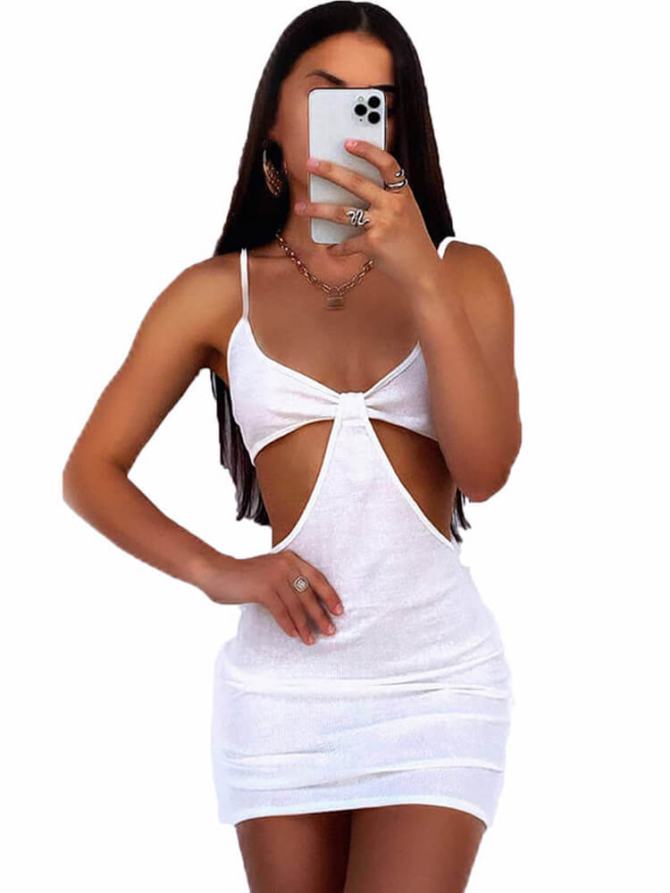 Casual Summer Halter Neck Backless Mini Dresses Tiynon