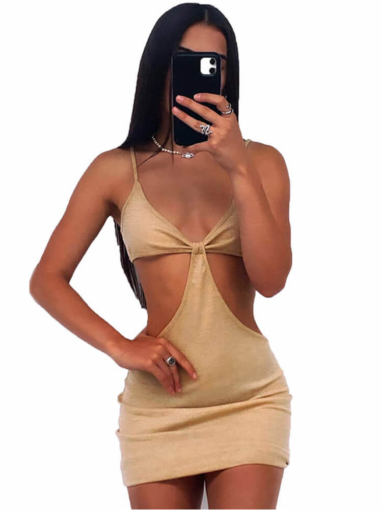 Casual Summer Halter Neck Backless Mini Dresses Tiynon