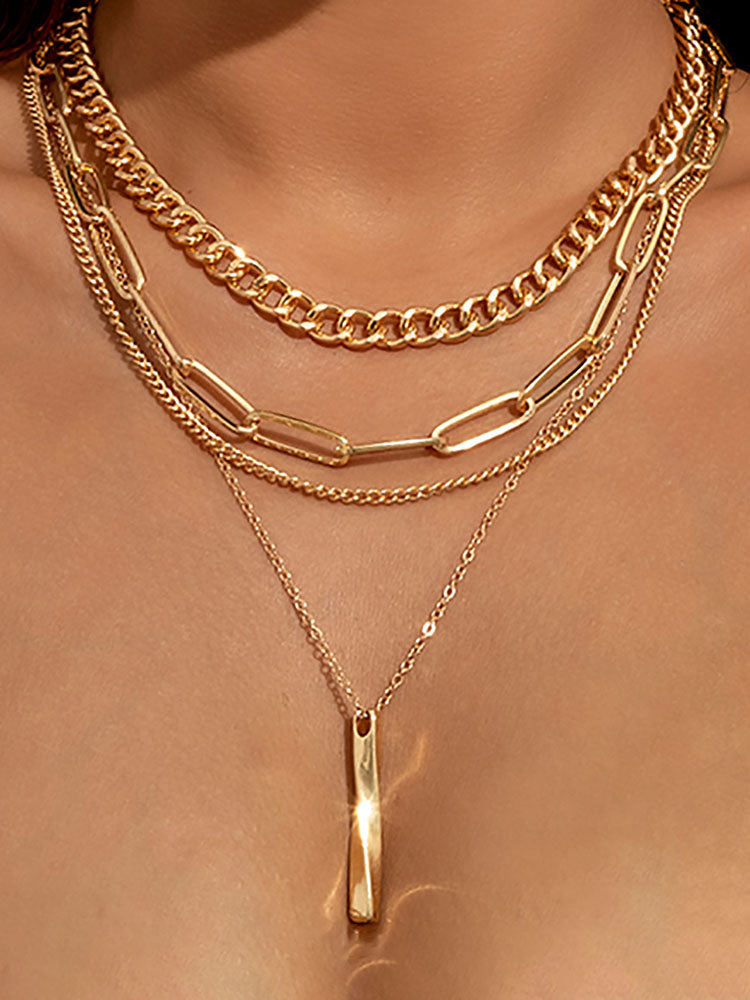 Chain Layered Initial Necklaces Tiynon