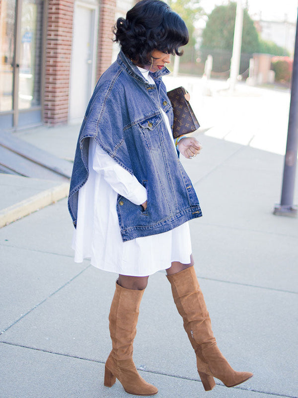 Denim Asymmetrical Loose Jackets Tiynon