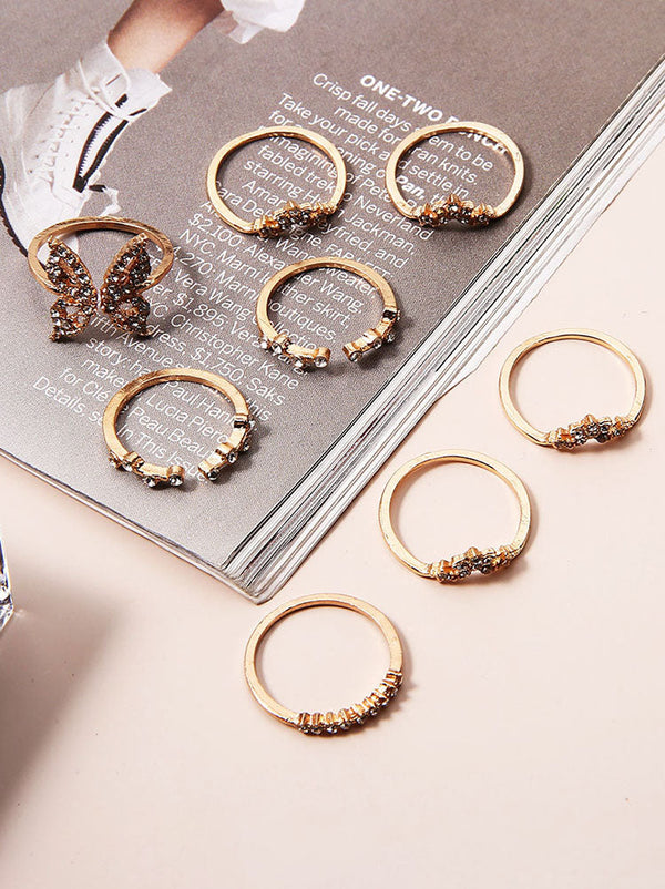 Eight Piece Rhinestone Rings Sets Tiynon