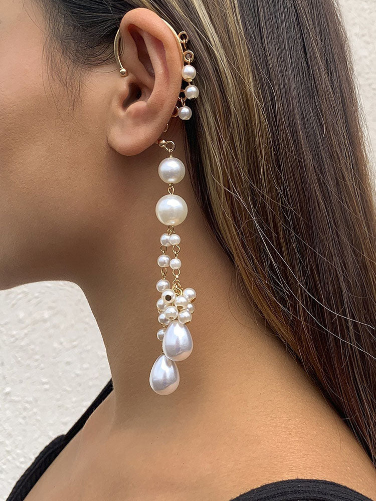 Elegant Pearl Pendant Ear Cuff Tiynon