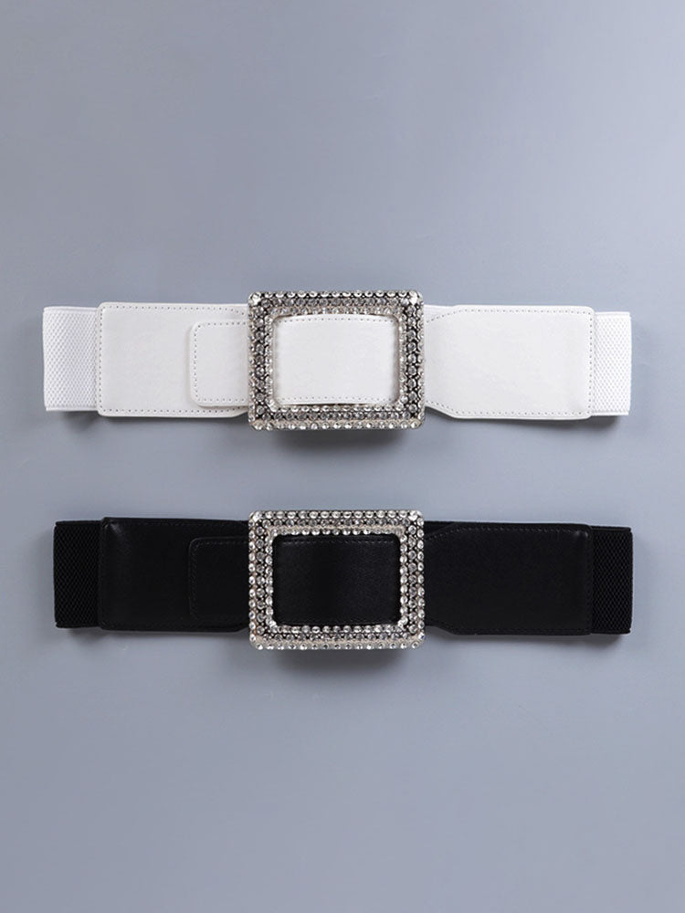 Elegant Rhinestone Leather Waist Belts Tiynon