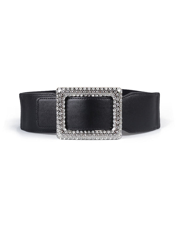 Elegant Rhinestone Leather Waist Belts Tiynon