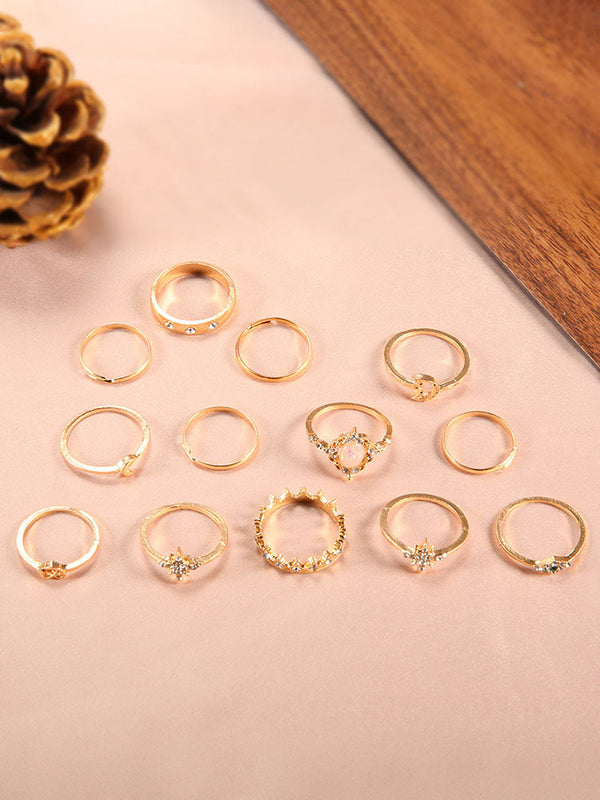 Eleven Piece Pearl Rhinestone Rings Sets Tiynon