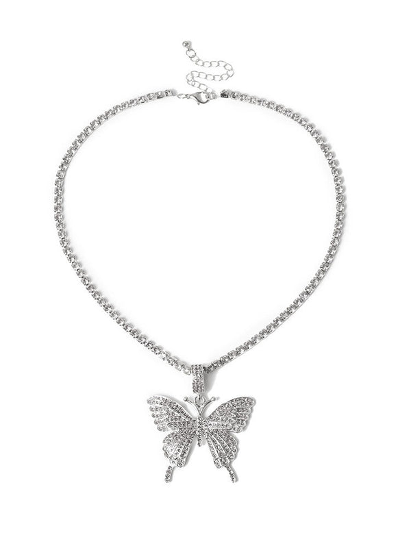 European Butterfly Pendant Rhinestone Necklaces Tiynon