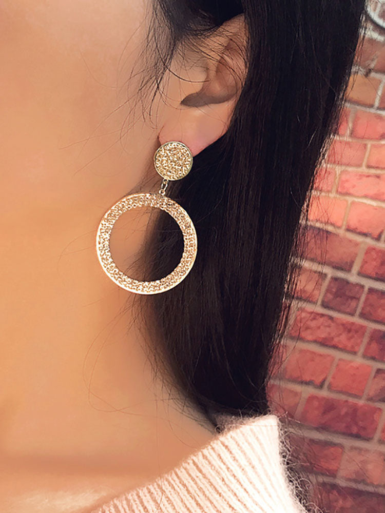 European Rhinestone Glitter Ring Earrings Tiynon