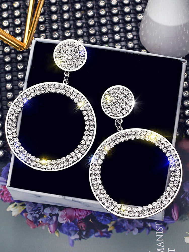 European Rhinestone Glitter Ring Earrings Tiynon