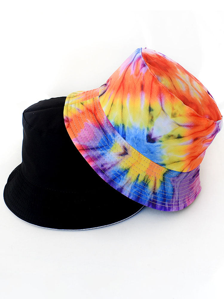 Fashion Tie Dyed Print Double Sided Bucket Hat Tiynon